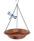 Outdoor Hanging Bird Bath In Antique Copper Metal With 17 Inch Rust Proof Black Chains Durable Iron Bird Feeder Bowl