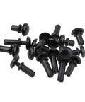 Top Notch 50 Pack Hella Sturdy Expansion Rivet Nuts Nylon PCB Mounting Clips Quick Lock Clamping Screws in black.