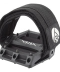 Black strapd platform pedal with 9/16 inch chromoly axle and concave composite body built in strap retention