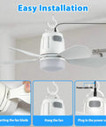 Outdoor Gazebo Ceiling Fan With Light, Plug In Patio Fan With 16.5 Ft Cord, Remote Control, shown with easy installation guide