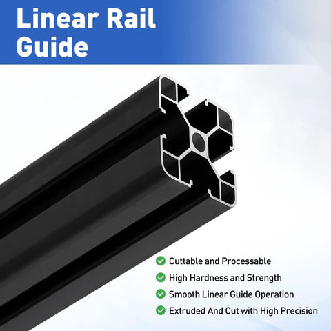 Close-up of Two Piece 4040 Aluminum Extrusion Profiles Six Inch Linear Rail Slick T Slot Anodized Finish showing detailed cross-section.