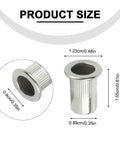Product size dimensions of Rivet Nut Assortment Kit Stainless Steel One Quarter Twenty Flat Head Knurled Rivet Nuts For Metal Plastic and Fiberglass