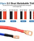 Beefed Up Battery Cable Lug Crimping Tool Kit With 170 Copper Wire Lugs And 210 Dual Wall Adhesive Heat Shrink Tubing details