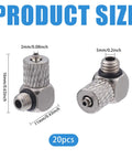 20 Pcs Thread Elbow Quick Release Air Tube Connector Set for Pneumatic and Hydraulic Equipment with size details