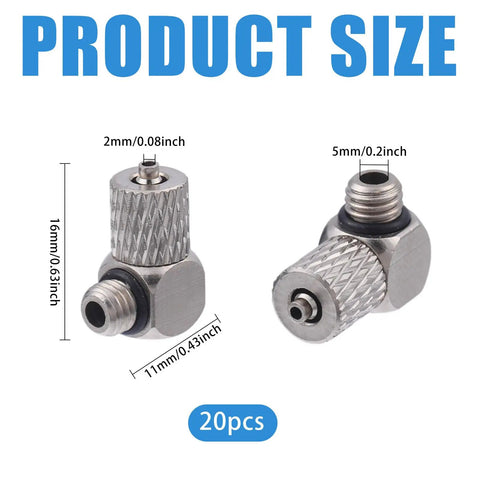 20 Pcs Thread Elbow Quick Release Air Tube Connector Set for Pneumatic and Hydraulic Equipment with size details
