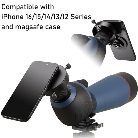 Phone Digiscoping Mount For Telescopes And Spotting Scopes With 2.5 Inch Eyepiece Magnetic IPhone Attachment setup on telescope