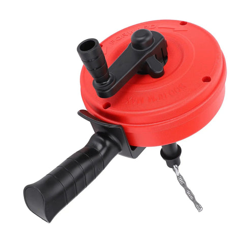 Heavy Duty 7.5M Drain Auger Snake With Drill Mode Attachment crafted from premium 65 Manganese Steel, showing red and black design.