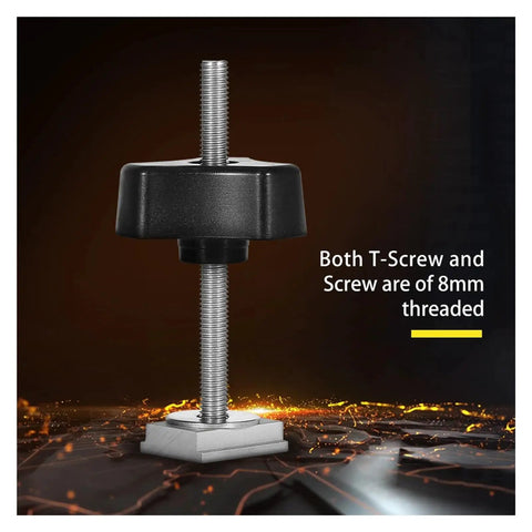 Heavy Duty Quick Acting Hold Down Clamp Set For T Slot Track Systems Metal Woodworking Toggle Clamps close-up view.