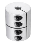 Aluminum Shaft Coupler 8 To 16mm ID, 40mm Long Rigid Joint Connector, silver alloy finish with set screws.