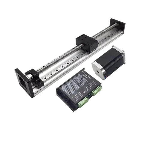 Rock Solid Linear Guide Rail Slide Stage for Precision X Y Z Motion with SFU1204 Ball Screw 400mm Travel and components visible