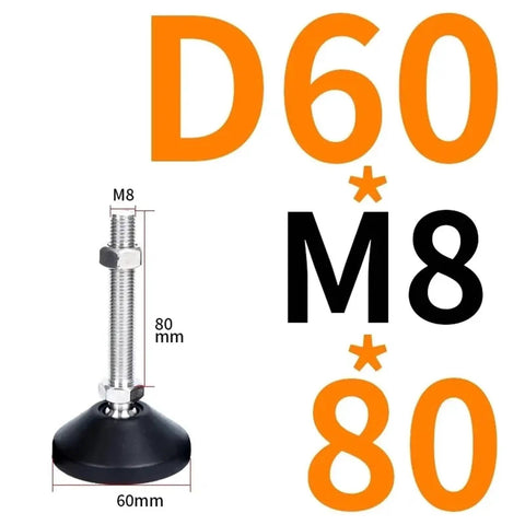 Heavy Duty Adjustable Chair Leg Floor Protectors 10 Pack M8 Threaded Nylon Glides with 60mm base and 80mm height.