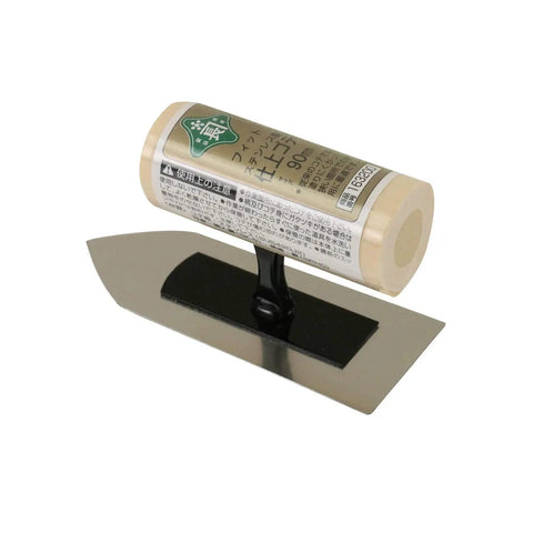 Stainless Steel Trowel For Tight Paint Jobs In Narrow Areas, 3.5 Inch Blade shown with wooden handle and rust-resistant plate