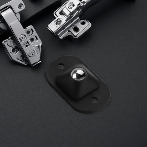 Black mounting hardware with chrome hinges for 12 Pack Self Adhesive Swivel Caster Wheels With 360 Degree Spin Hassle Free Rolling Pads.