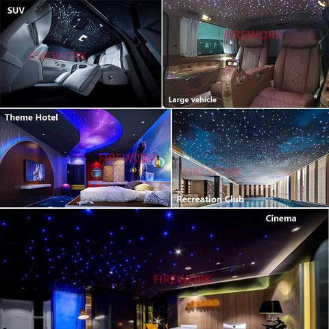 Twinkle Dual Port 12W Starlight Headliner Kit For Car And Home Ceiling Decoration in various settings