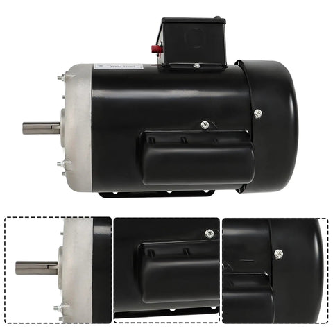 1HP 56 Frame Electric Motor 115V 230V Single Phase Farm Duty CW CCW 1725 RPM Five Eighths Inch Shaft Diameter High Torque For Equipment Ideal For Belt Sander Grinder Drill Press And Other Farm Shop Machines black motor side view