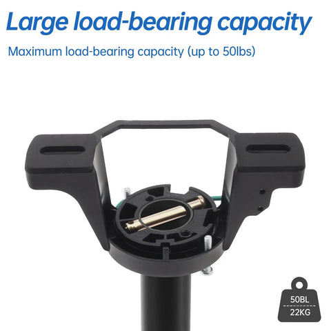 Universal Ceiling Fan Mounting Bracket Kit With Decorative Cover And Hardware, 50 lb support, black steel close-up.