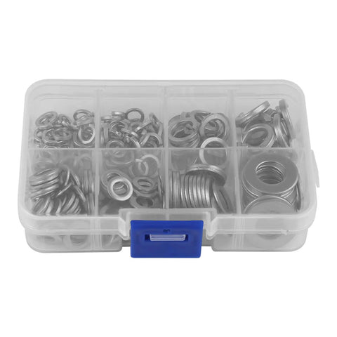 200 Piece Stainless Steel Flat And Spring Washer Set With Box For M5 M6 M8 M10 Heavy Duty Lock Washers And Gasket Retaining Ring Kit