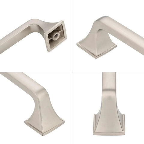 Close-up views of 10 Pack 5 Inch Polished Chrome Kitchen Cabinet Pulls And Handles Set Solid Metal Contemporary Square Arch Cabinet Hardware