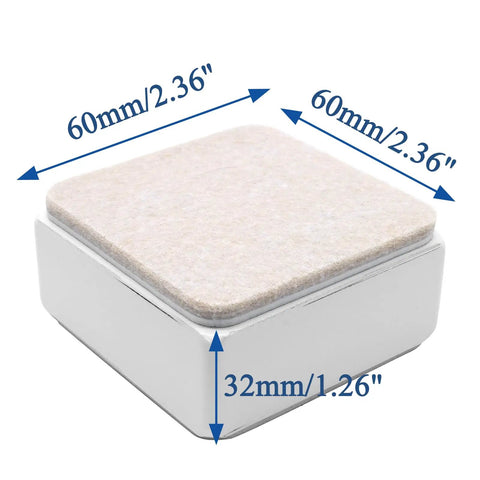 Get Some Serious Clearance Around The House With These 4 Pack Self Adhesive Furniture Risers Built Tough From Solid Carbon Steel To Lift Beds And Sofa Frames A Full 1.2 Inches Making It Easy To Sweep And Mop While Keeping The Place Fresh. Square steel lift dimension 60mm x 60mm x 32mm.