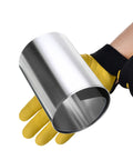 Premium 304 Stainless Steel Shim Stock Roll In Full Hard Temper, 50 Inch Long, 6 Inch Wide, 0.003 Inch Thick, held in hand