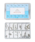 60 Piece Silver Stainless Steel Watch Winding Stem Extender Kit With Storage Box Handy Multi Size Set Durable Replacement Tool