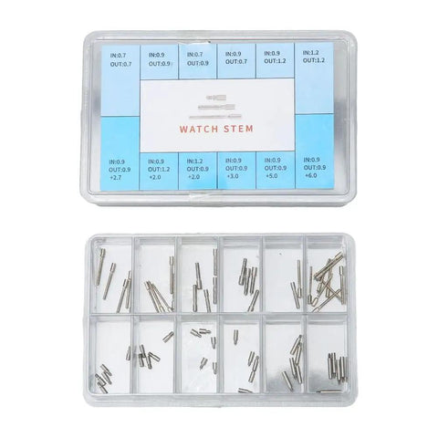 60 Piece Silver Stainless Steel Watch Winding Stem Extender Kit With Storage Box Handy Multi Size Set Durable Replacement Tool