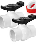 Two Pack One And A Half Inch NPT PVC Ball Valves Double Female No Fuss Full Port Shut Off Valve SCH40 Plastic Water Control Valve