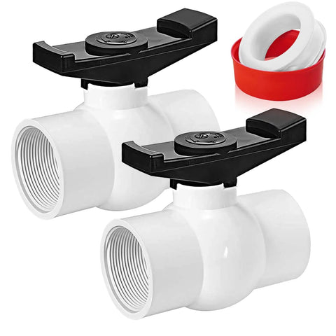 Two Pack One And A Half Inch NPT PVC Ball Valves Double Female No Fuss Full Port Shut Off Valve SCH40 Plastic Water Control Valve