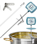 Digital Candy Thermometer With 10 Inch Long Probe And Pot Clip, Rotating Big Display For Candy Making, Instant Read Thermometer For Oil Frying Candy And Smoker, Blue.