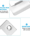 Close-up of Stainless Steel Door Strike Plate Set Of 2 With Screws For Interior And Exterior Doors, 70x40 mm, silver finish.