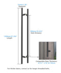Offset Double Sided Door Pull Handle Built To Last In Matte Black 48 Inch Length 304 Stainless Steel Round Bar Ladder Style Push Pull For Heavy Duty High Traffic Entrances, 1200mm