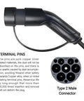 Premium Type 2 To Type 1 EV Charging Cable 5 Meter Heavy Duty Electric Vehicle Extension Cord 16 Amp connector with terminal pins.