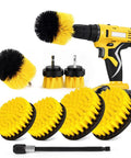 Heavy Duty Drill Brush Attachment Set With Four Shapes And Dual Bristles, All Purpose Scrubbers for bathroom and car detailing