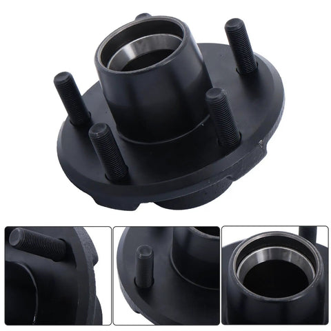 Trailer Hub Kit 5 On 4.5 Bolt Pattern BT8 Spindle With 7 Piece Bearing Kit For 2000 Pound Axles steel component close-up