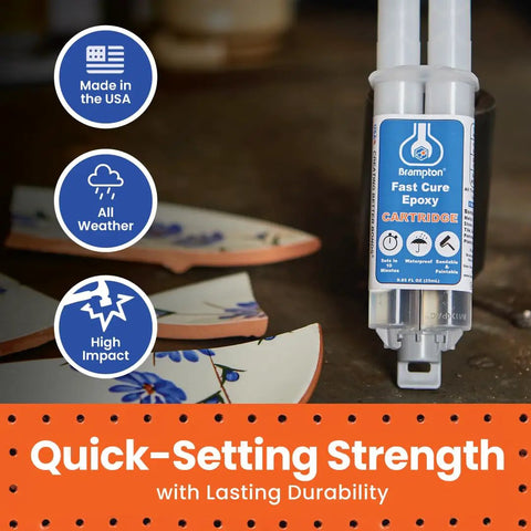 Fast Cure Epoxy Kit Workhorse With 1 To 1 Mix Quick 10 Minute Set And 30 Minute Full Cure Waterproof 2 Part Glue 0.85 Oz cartridge