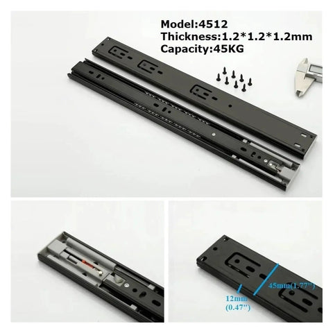 Beefed Up 18 Inch Full Extension Drawer Slides Black Ball Bearing Telescoping Side Mount With Detachable Quick Release Latches