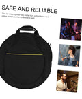 Heavy Duty Portable Cymbal Bag with Side Pocket and Thick Cotton Padding for secure storage on the road and around town.