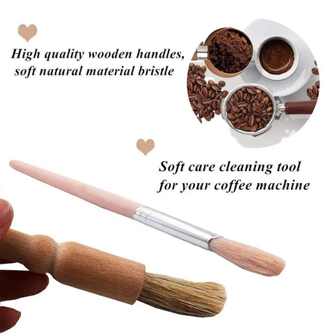 Five Piece Coffee Brush Set For Espresso Lovers, Pro Cleaning Kit With Wooden Grinder Brush And Nylon Coffee Machine Group Head Brushes, Easy Grinder Cleanup, Perfect For Home Or Cafe Machines