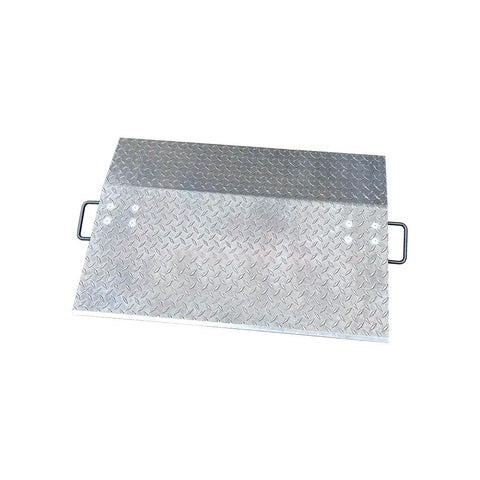 Top Shelf 48 Inch Aluminum Dock Plate 4000 Lb Heavy Duty Loading Ramp With Handles, treadplate surface for safe transit.