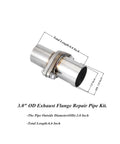 Stainless Steel Exhaust Flange Repair Pipe Kit 3 Inch OD With Gasket Bolts And Nuts Quick Grip Fit Undercarriage Muffler Joiner, 6.6 inch length.