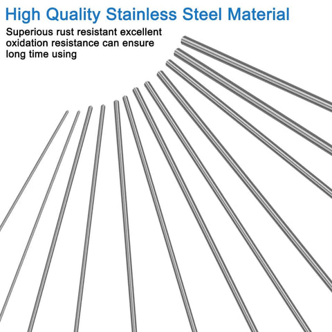30 Piece Stainless Steel Round Rod Set In Six Sizes 1mm 1.5mm 2mm 2.5mm 3mm And 4mm 100mm Length 304 Stainless Steel Metal Rods Displayed