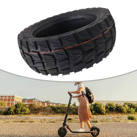 Tubeless 90 By 55 By 6 Tire For Electric Scooters And Skateboards, Puncture-Proof Off-Road Rubber, Black Tire On Scooter