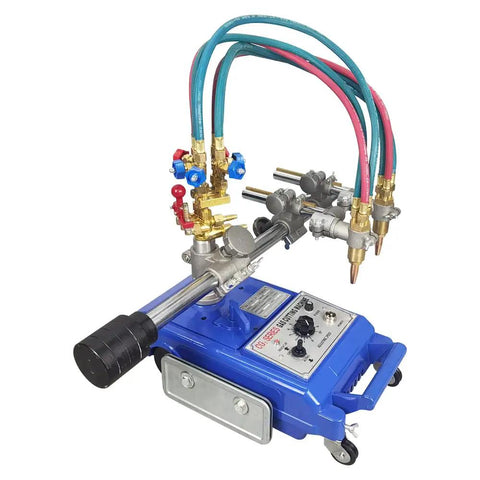 Heavy Duty Semi Automatic Double Torch Gas Cutting Machine Features Buttery Smooth Tracking Rock Solid Alloy Frame For Nail Perfect Bevel Or Straight Cuts Every Time, with dual torches and hydraulic controls.