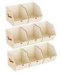8-Pack Fabric Closet Storage Cubes with Dual Handles, shown in light beige, ideal for bedroom nursery shelves and small spaces.