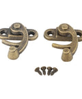 Antique Bronze Arm Clasp Latch with Right Swing Closure, Zinc Alloy Hook Hasp, 32x28mm lock for jewelry boxes, shown with screws