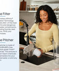 Woman installing Water Pitcher Replacement Filter For Clean Tap Water With Top Tier Filtration Technology in kitchen