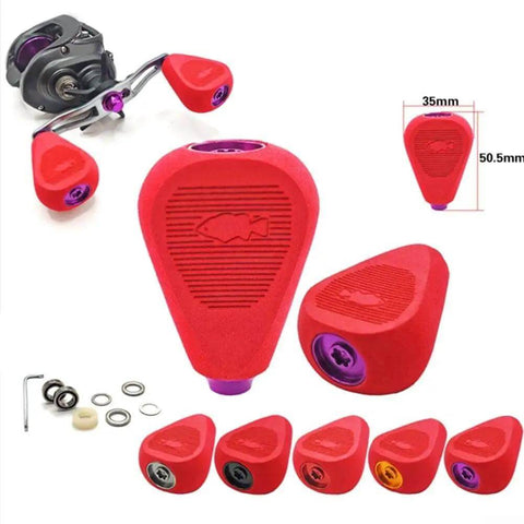 Upgrade Your Fishing Game With This Killer EVA Reel Knob Set For Drt Antares Fishing Rods Featuring Snap-On Handles, Smooth Bearings, And Sleek Silver Black Styling That Lets You Crank Harder And Catch More Big Fish Today On The Water. Red EVA fishing reel knob set, 50.5 x 35 mm, with bearings and wrench