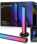 Lit RGB LED Smart Light Bars For TV And PC Backlighting, Gaming Lights With WiFi Ambient shown in colorful display with box and mobile app