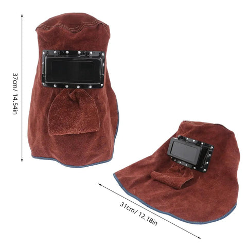 Welding Helmet Mask With Flip Open Lens Leather Welding Hood And Protective Gear For Face Neck And Head Sweat Absorption