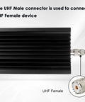 Beefy 200W PL259 UHF Ham Radio Dummy Load with PL259 Male connector, black heat sink shown connected to UHF Female device.